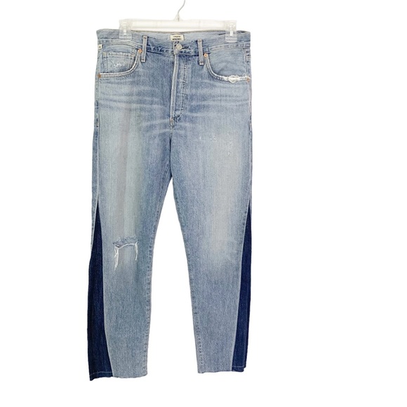 CITIZENS OF HUMANITY Jeans Liya High Rise Classic Crop Side Color block 27 - Picture 3 of 13